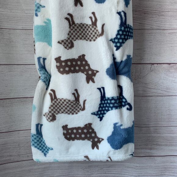 Happy Tails Plush Throw Blanket Dog Puppy Pattern 50x70" - Picture 6 of 10